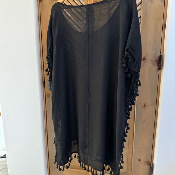 NWT Cupshe black tassel gauze swim coverup OS - Picture 1 of 5